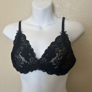 fredericks of hollywood bralette Black Lace Extra Large Lingerie Sheer Bra